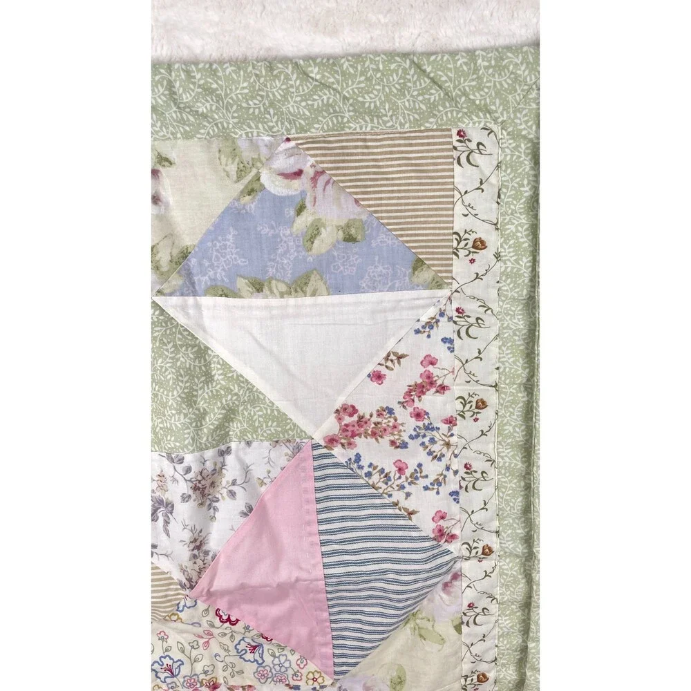 Quilted Patchwork Pillow Shams Floral CottageCore Granny 23 x 29 Keeco Set Of 2